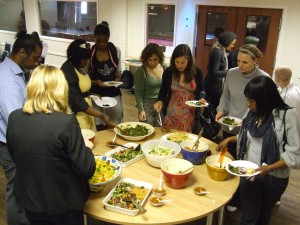 Tucking in to a delicious raw food lunch 